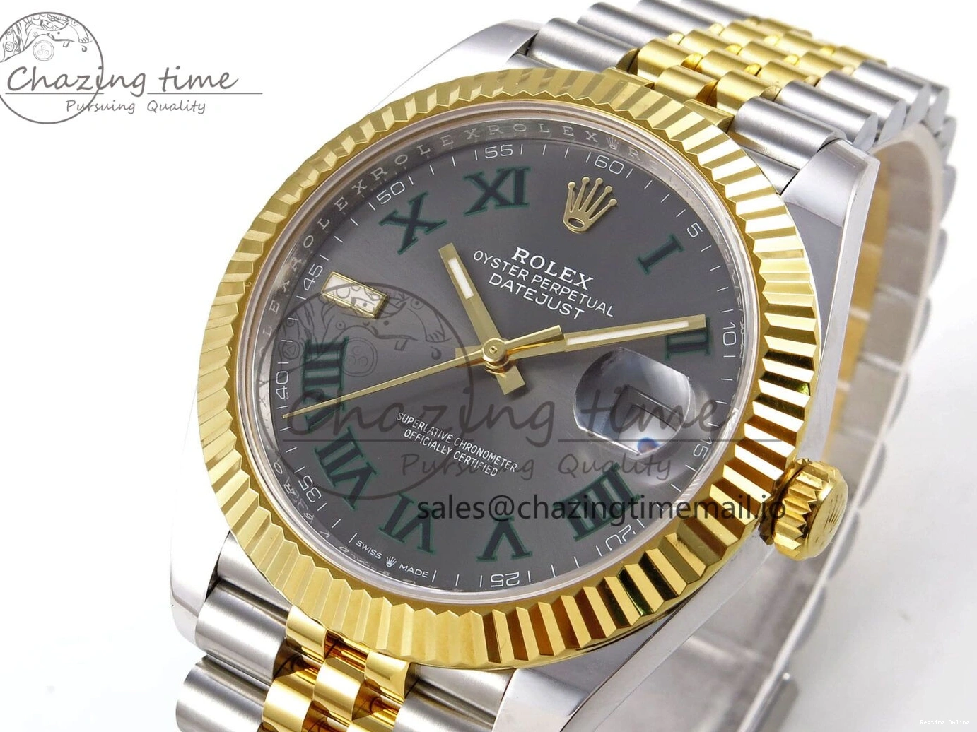0513 DateJust 41 SS YG ARF 1:1 Best Edition 904L Steel Gray Green Roman Dial on Jubilee Bracelet SH Casual 1245